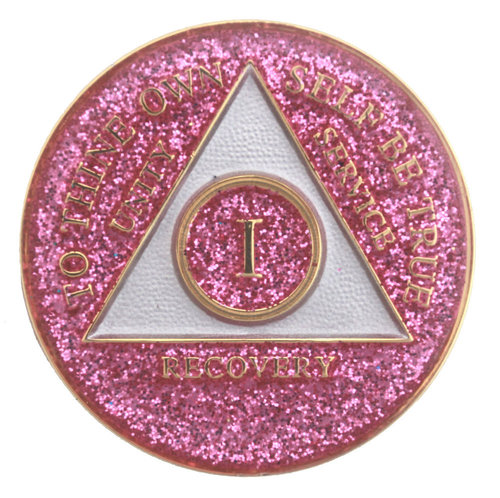 AA Pink Glitter Tri Plate Medallion AA Pink Glitter Tri Plate Medallion